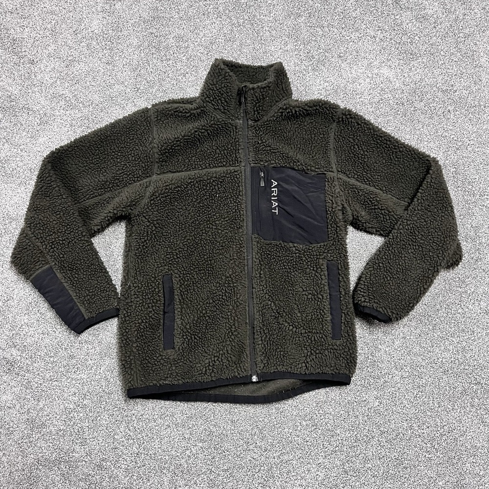 Ariat Sherpa Fleece Jacket Full Zip Green Outdoor Western Womens Small